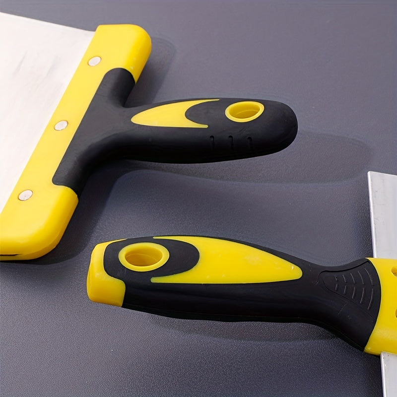 Truelle incurvée en acier inoxydable Outil épais en forme d’éventail pour plâtriers, ouvriers pétroliers, gratter cendres ou appliquer plâtre avec précision.