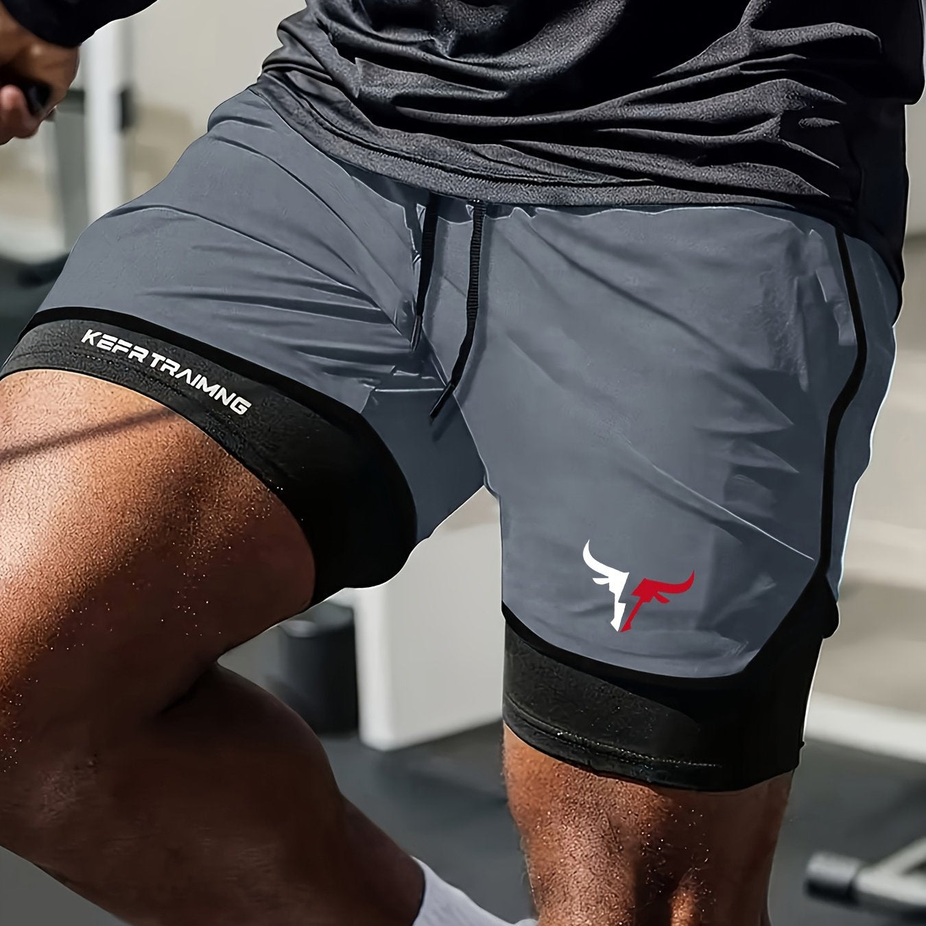 Shorts hommes 2-en-1, séchage rapide, respirants avec doublure mesh et poches, parfaits pour gym, randonnée et activités plage.