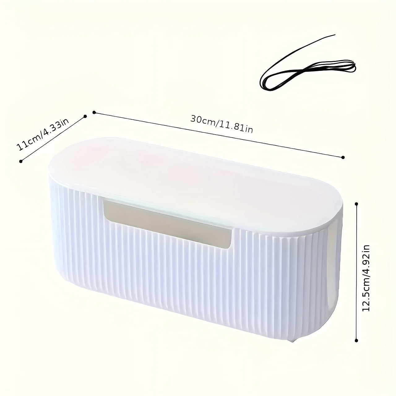 Boîte organiseur de câbles en plastique texturé, avec attaches offertes, pour cordons d’alimentation et données, robuste, multifonction, idéale maison et bureau.