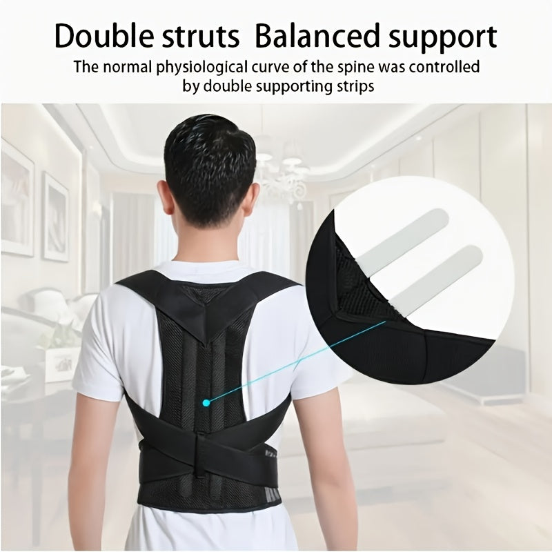 1pc posture corrector - with adjustable straps, sturdy back panel for posture improvement, lower back - perfect for adults, gyms, offices, travel - easy to use and comfortable fit