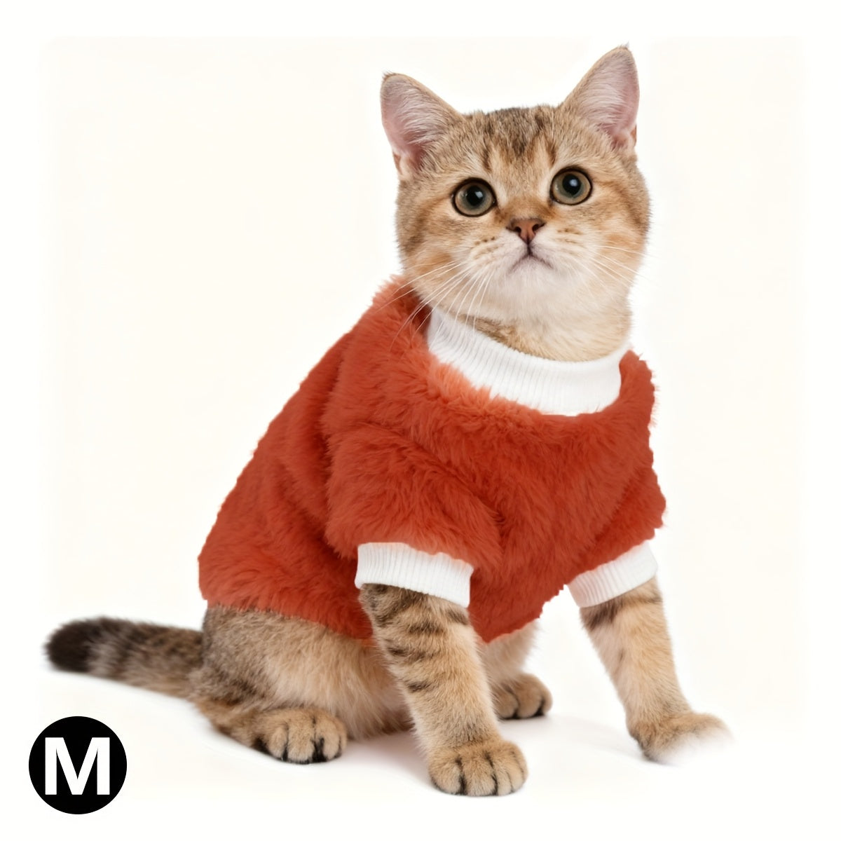 1pc Cozy Plush Sweater Jacket for Small & Medium Cats - Soft Warm Winter Clothes with Tabby/Tortoiseshell Patterns (Pink/Orange/Blue) - Hand Washable All-Season Pet Sweaters, Perfect Christmas Gift for Kittens & Cats