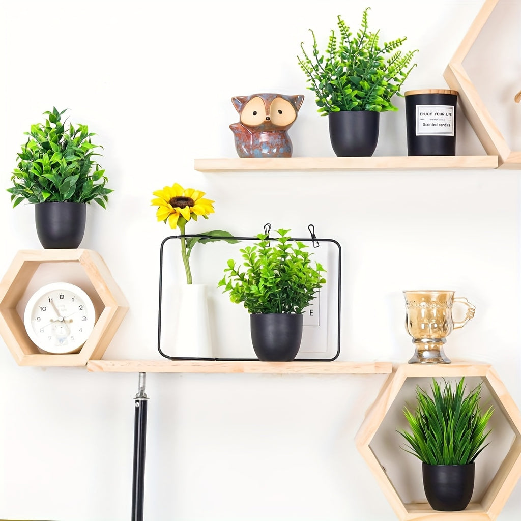 Lot de 4 mini-plantes artificielles en pot. Parfaites pour la décoration de bureau, chambre à coucher et salon.