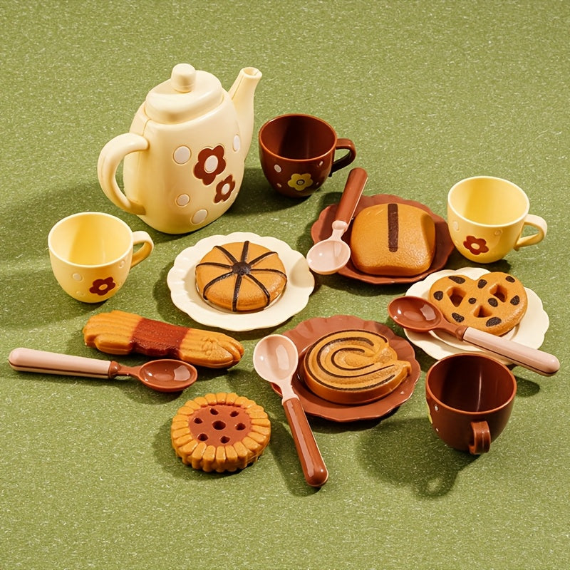 Service à thé de luxe pour ados, incluant théière, biscuits et aliments réalistes, cadeau idéal pour garçons et filles.