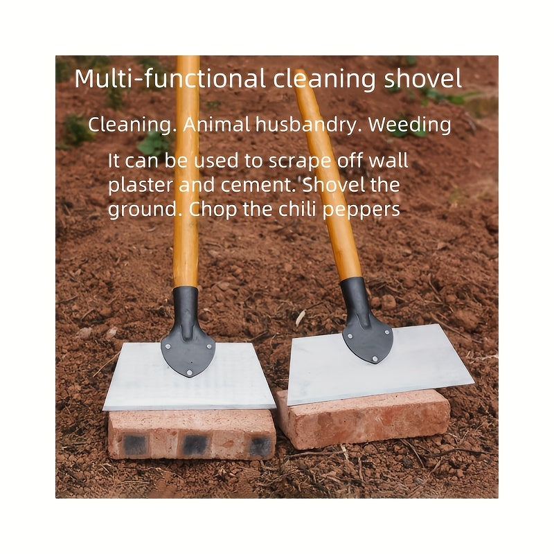 مجرفة حديقة متعددة الوظائف، مجرفة مسطحة فولاذية شديدة التحمل مع مشط بستنة لإزالة الأعشاب الضارة، وحواف العشب، والحفر، وإزالة الجليد، أداة خارجية