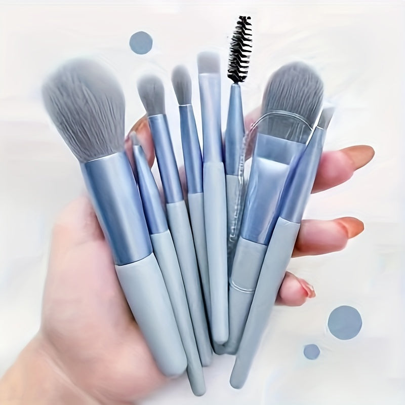 Set pinceaux maquillage hypoallergéniques en polyester, poils pour yeux, poudre et sourcils, manche ABS, kit portable pour tous types de peau.