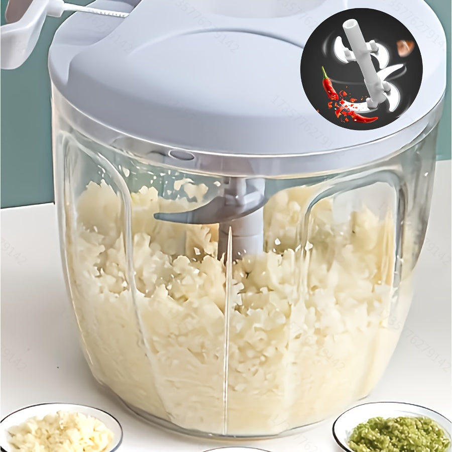 170ml/500ml/900ml Manual Food Chopper, Spice and Herb Grinder - Multifunctional Garlic Press, Vegetable Cutter, and Meat Grinder with Stainless Steel Blades, ABS Plastic Container, Perfect for Quick Garlic Preparation at Home