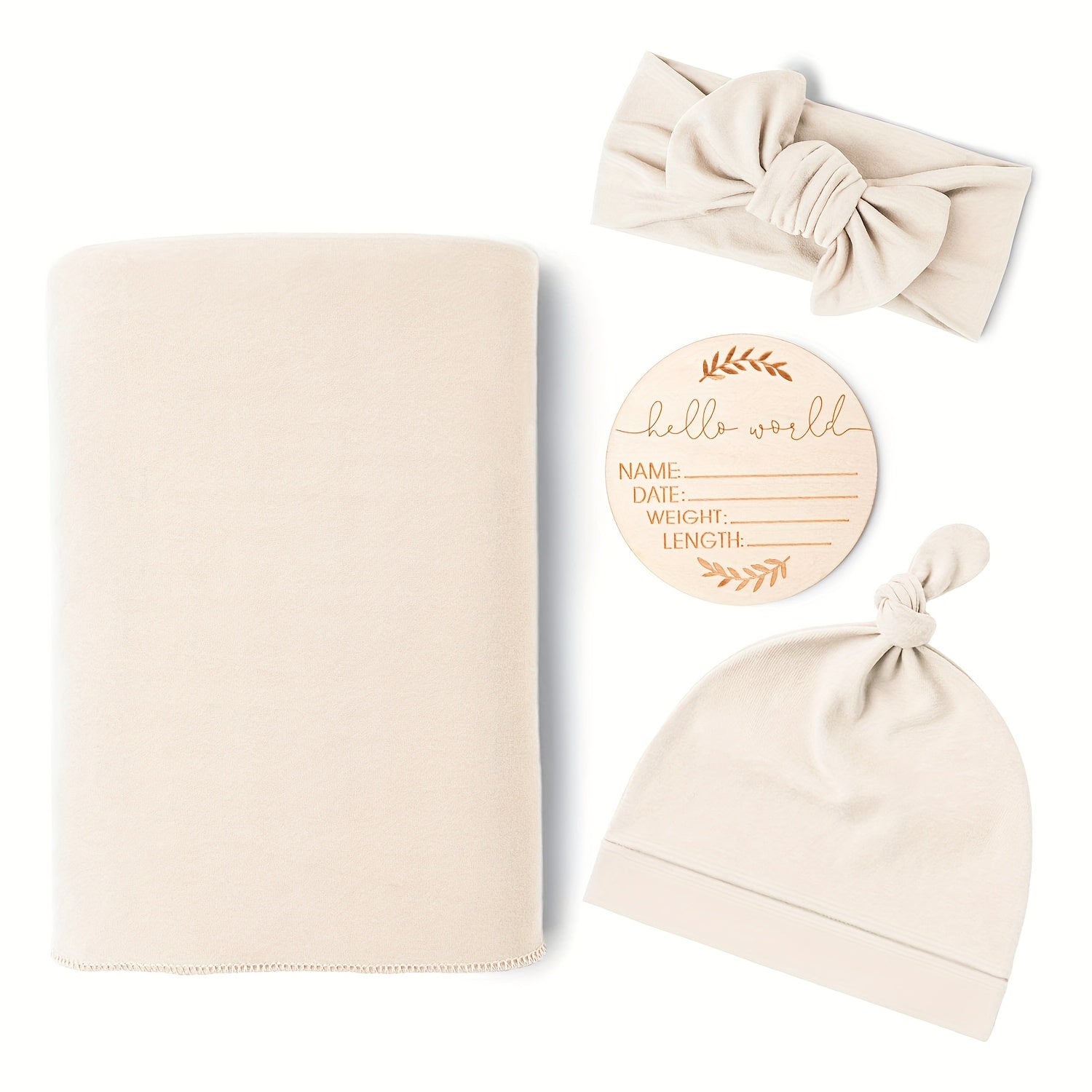 CINCOBEBÉ Newborn Swaddle Blanket &amp; Hat Set - Soft Polyester Baby Wrap with Floral Pattern, Machine Washable, Includes Headband &amp; Monthly Card, Perfect Gift for Boys and Girls, Newborn Essentials|Floral Pattern Blanket|Polye