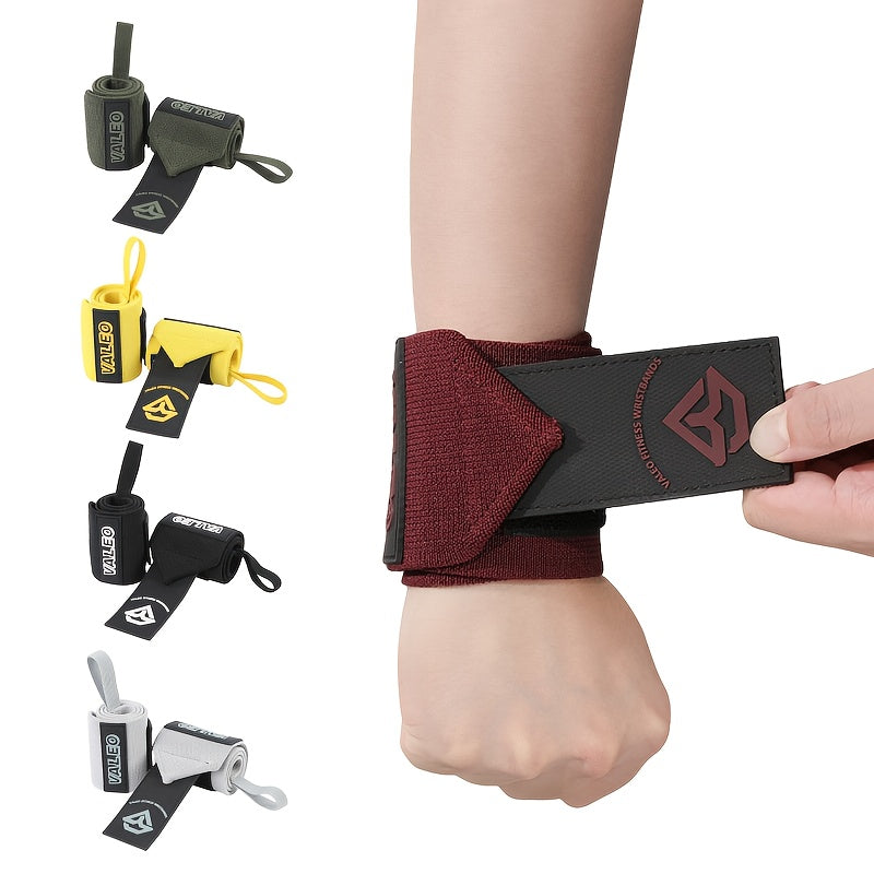 Paire de bandes élastiques VALEO pour musculation, avec boucle pouce et boucles ajustables, offrant un soutien renforcé pour soulevé de terre et powerlifting.