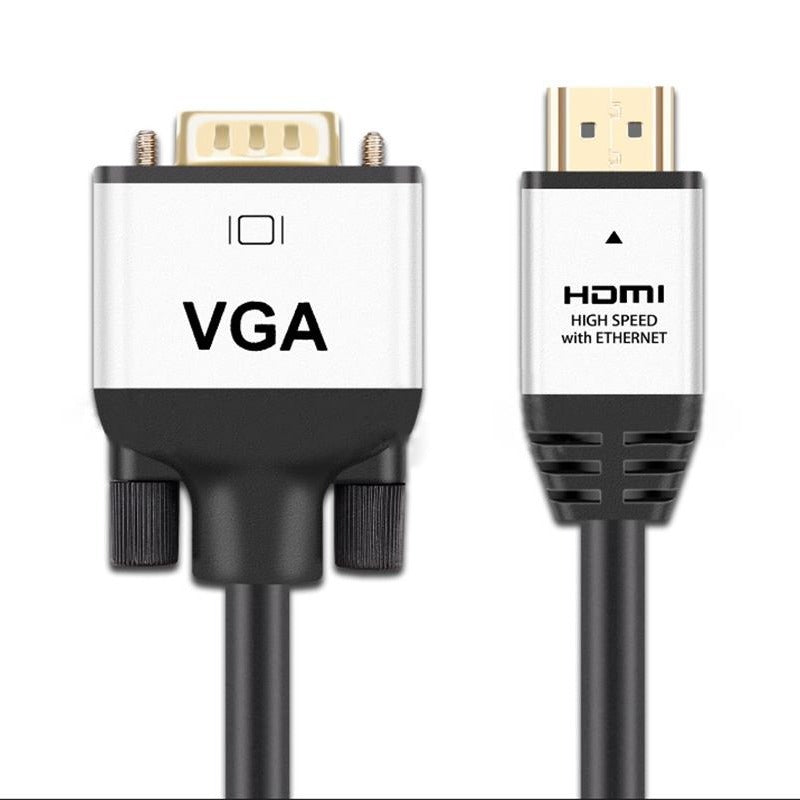 Câble convertisseur HDTV vers VGA 1080p, connecteurs mâles, convertit signal HDTV pour moniteurs, projecteurs ou PC, compatible vidéo haute définition.
