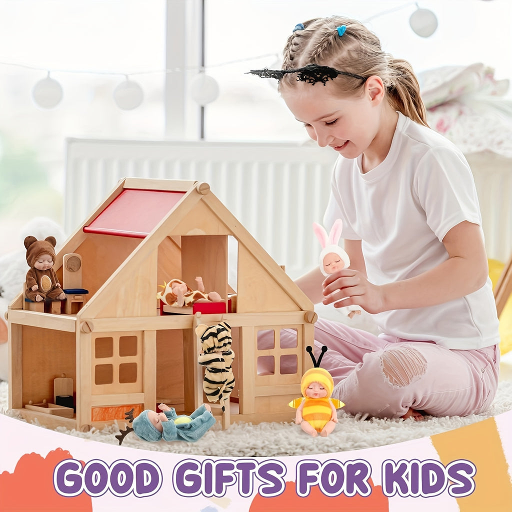 Set de 6 poupées princesse de 10,9 cm avec animaux, mignonnes, parfaites pour anniversaires, fêtes et Pâques.