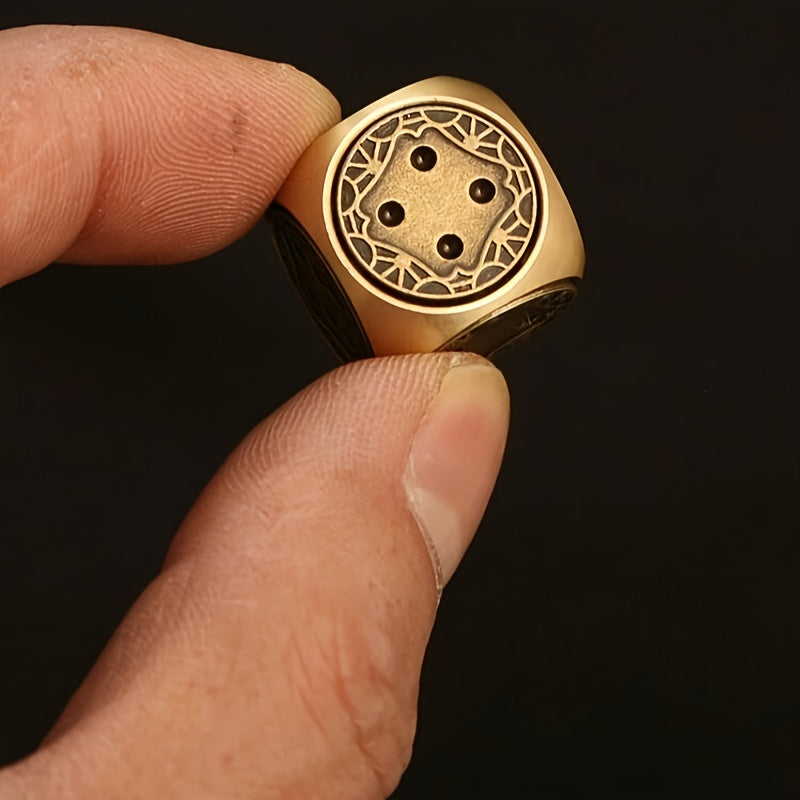 زينة زخرفية على شكل نرد نحاسي، مصقولة بدقة لطاولة غرفة المعيشة | ديكور مكتب، عمل فني مصنوع من النحاس، مناسب لألعاب البوكر، مثالي لحفلات الهالوين/الكريسماس/عيد الشكر للكبار