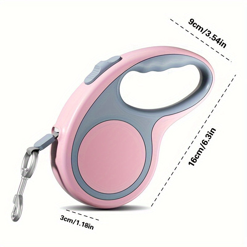 4.88meter Durable Retractable Dog Leash in Pink, Gray, & Black - Ergonomic Handle with Comfort Grip for Small to Medium Dogs and Cats - Tangle-Free, Automatic Extending Lead for Effortless Walks, Leash for Dogs