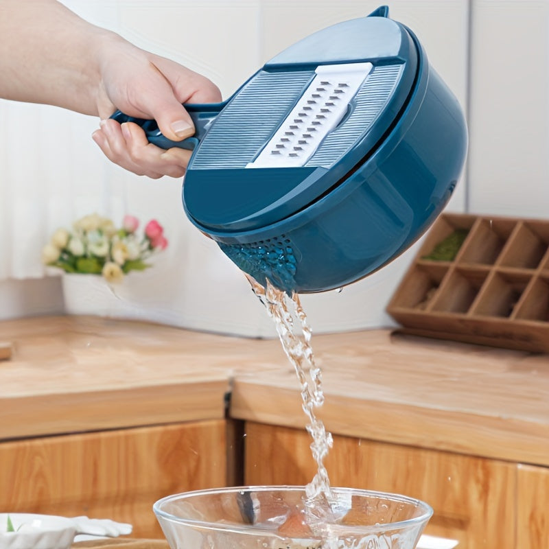 Coupe-légumes 12-en-1 : tranche, râpe et émince manuellement carottes, pommes de terre, radis et plus. Outil de cuisine polyvalent.