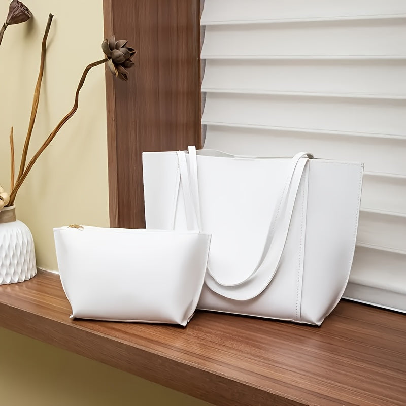 2pcs Women's Large Capacity Tote Bag - Elegant Minimalist Magnetic Closure Design Handbag, Suitable for Office Work and Daily Use in Black/Brown, 2 Styles to Match Different Scenarios, Versatile Handbag, Stylish Handbag, Fashion