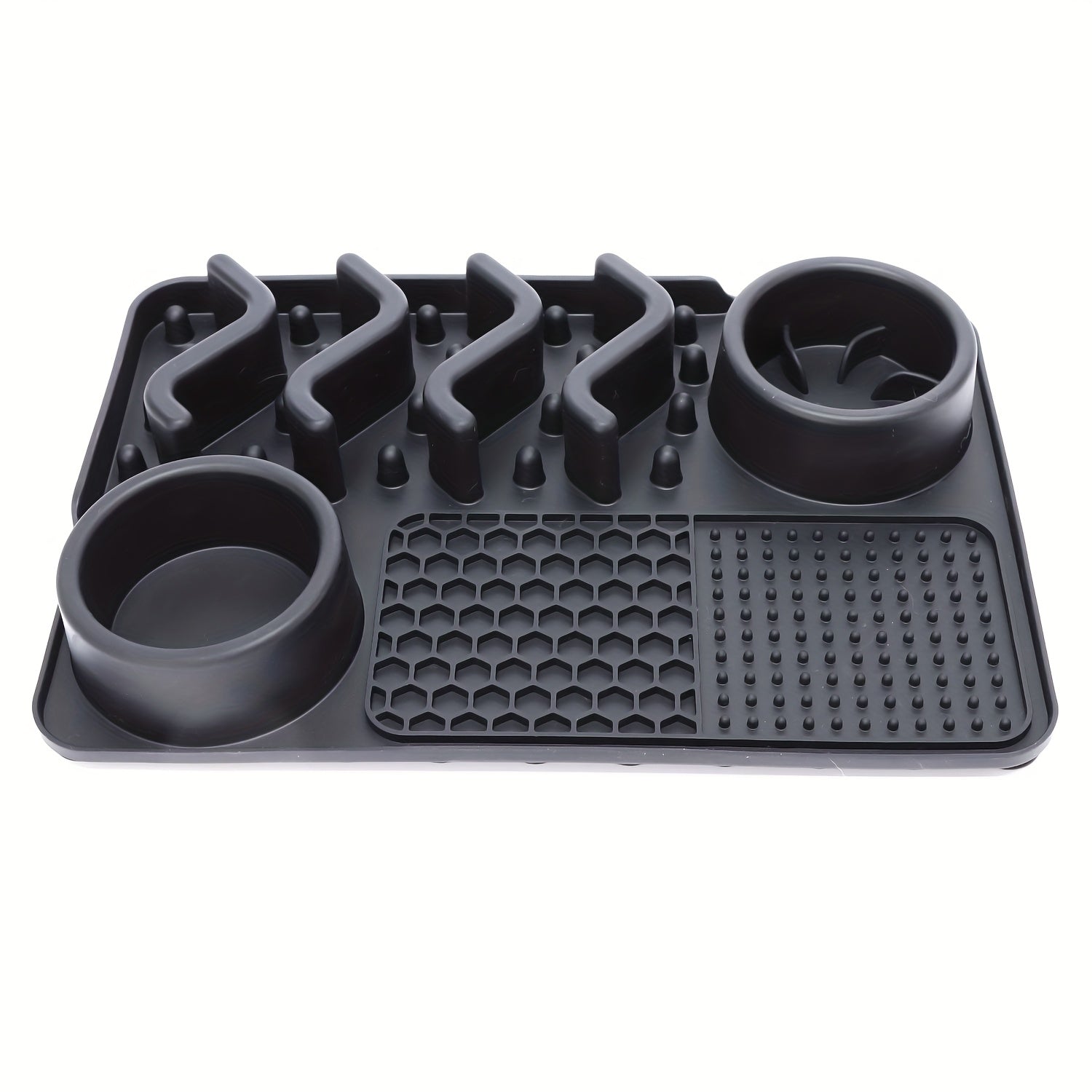 Bol antistress en silicone pour chiens et chats. Bol à quatre sections pour manger lentement, design vague mignon, aide à réduire l'anxiété.