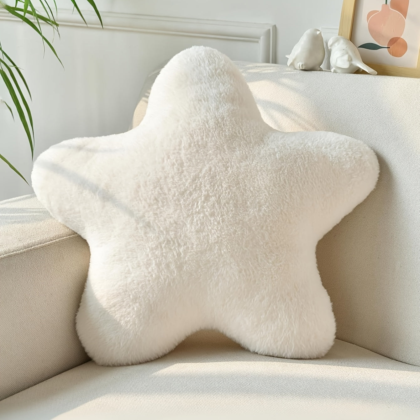 Star-Shaped Decorative Pillow - Soft Faux Rabbit Fur Cushion for Bed, Sofa &amp;amp; Camping, Contemporary Home Decor in Pastel Purple, Pink &amp;amp; Beige, Valentine&#39;s Gift for Lover &amp;amp; Daughter, Bedroom Decor | Contemporary Decor | Hand Wa