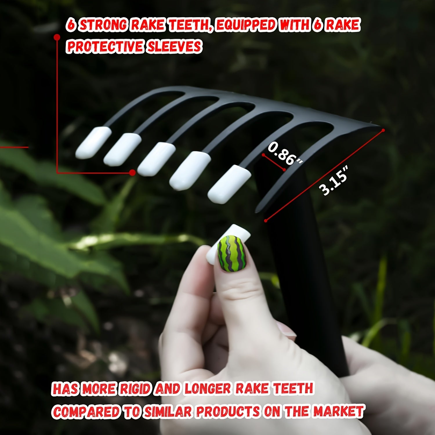 1pc Chuangyi Network Heavy Duty Carbon Steel Garden Hand Rake with Ergonomic Rubber Grip - Multi-Pronged Mini Hand Cultivator for Digging, Raking Leaves, Weeding, Lawn Care &amp; Soil Aeration - Durable Gardening Tool, Weeding Eq