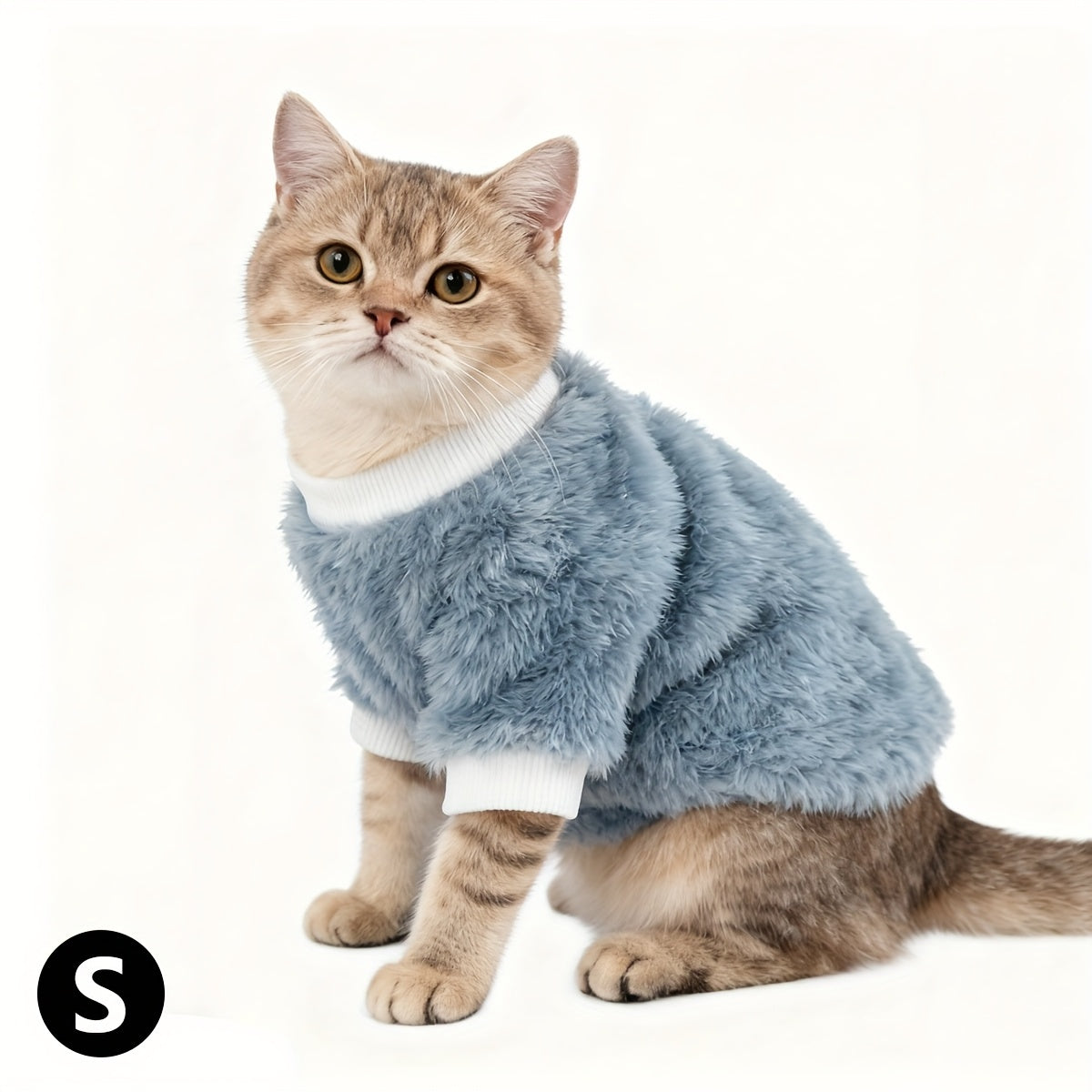 1pc Cozy Plush Sweater Jacket for Small & Medium Cats - Soft Warm Winter Clothes with Tabby/Tortoiseshell Patterns (Pink/Orange/Blue) - Hand Washable All-Season Pet Sweaters, Perfect Christmas Gift for Kittens & Cats