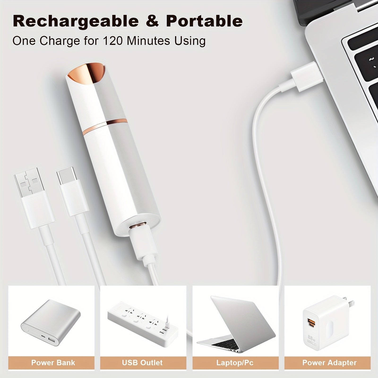 Épilateur visage LED indolore pour femmes, enlève poils du visage, lèvre supérieure, menton, bikini et duvet fin facilement.