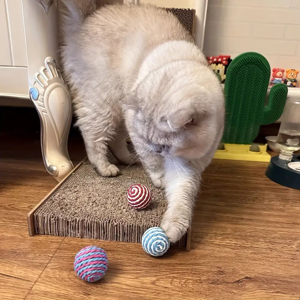 Lot de 3 ou 6 balles à griffer en sisal, résistantes et non toxiques, favorisent hygiène dentaire, jouet interactif pour chats.