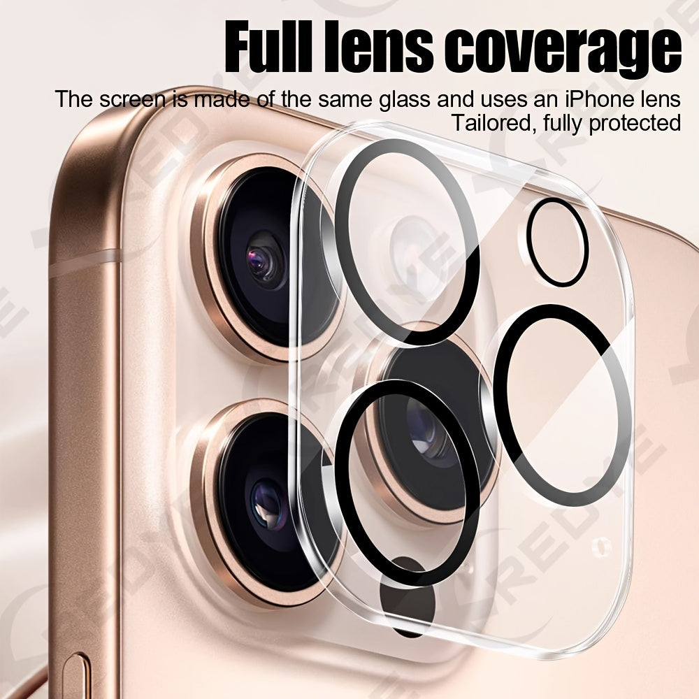 Lot de 6 Protecteurs d’Objectif XREDYE : Verre trempé, couverture complète pour caméra iPhone 11 à 16, finition brillante, compatible modèles Pro.