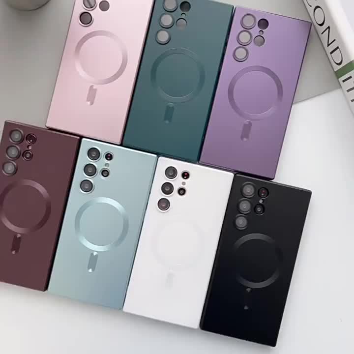 Coque transparente plaquée compatible charge magnétique sans fil, antichoc, pour Samsung Galaxy S20 à S23, offrant protection et style épuré.