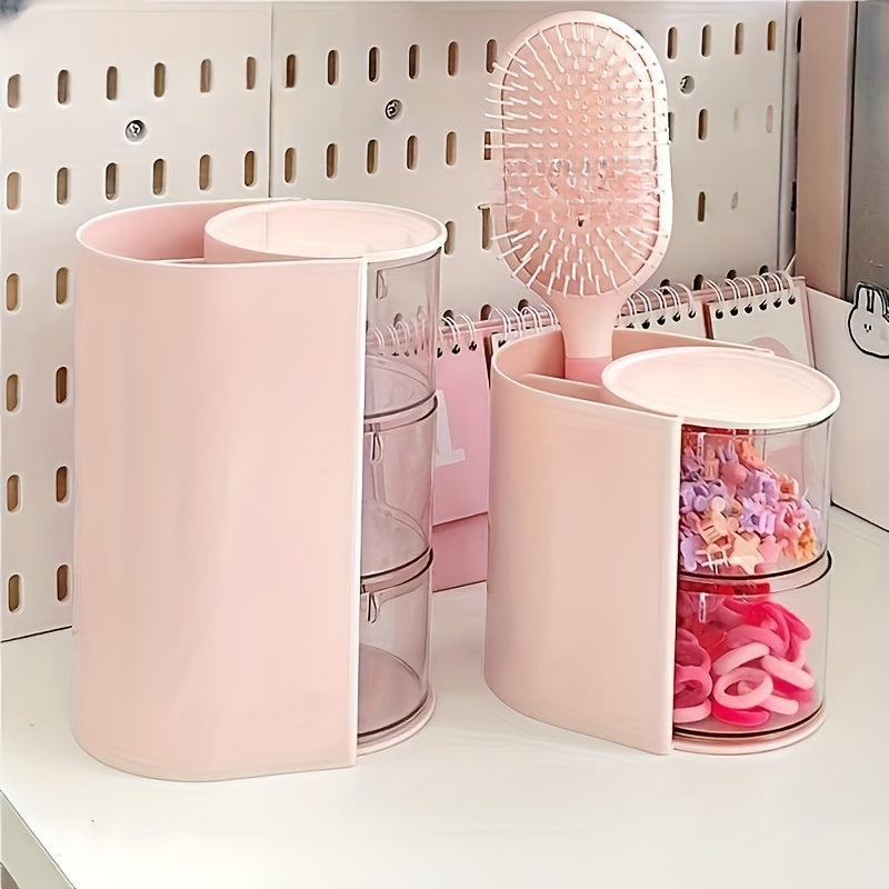 Organisateur rotatif multi‑couches transparent, boîte en plastique anti‑poussière avec compartiments, pour maquillage et accessoires, cadeau idéal.