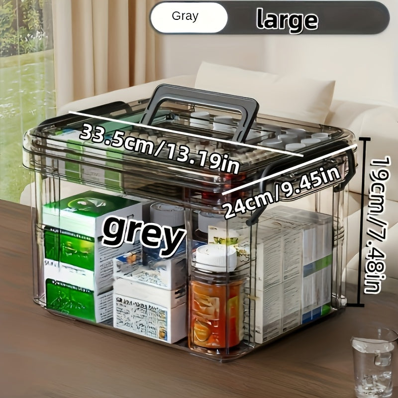 Boîte de rangement multifonctionnelle en plastique avec fermeture à clip, étanche et empilable, idéale pour médicaments, accessoires et organisation domestique.