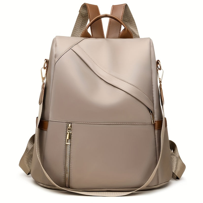 Women's Large Capacity Soft Backpack with Nylon - / Solid Color Bookbag, Commuter, Travel &amp; Laptop Carrier (Zipper Closure, Practical Pockets)