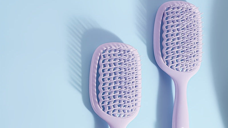 1pc/2pcs Square Hollow Hair Brush for Men and Women | Wide Tooth Comb for Easy Detangling and Scalp Massage, Vented Detangling Wet Hair Brush, Bouncing Comb for All Hair Types Wet &amp; Dry Hair, Nylon Bristles, ABS Plastic Handl