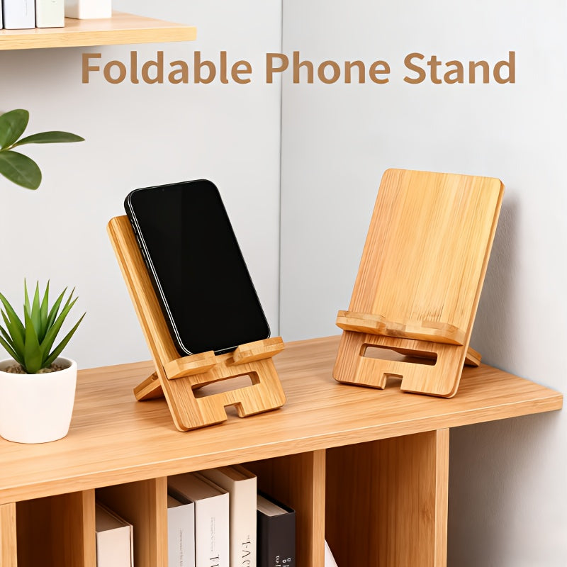Natural Style Portable Bamboo Phone Stand - Detachable Desktop Organizer, Minimalist Country Style, Durable &amp; Stylish Workspace Accessory for Home Office, School, Perfect Thanksgiving &amp; Christmas Gift, Phone Stand For Desk, S