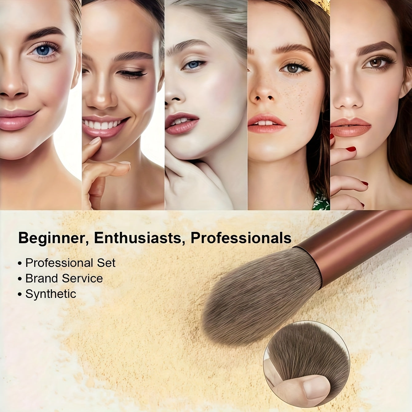 Set de 13 pinceaux de maquillage professionnels à poils doux, pour yeux, fond de teint, blush et applications cosmétiques précises.