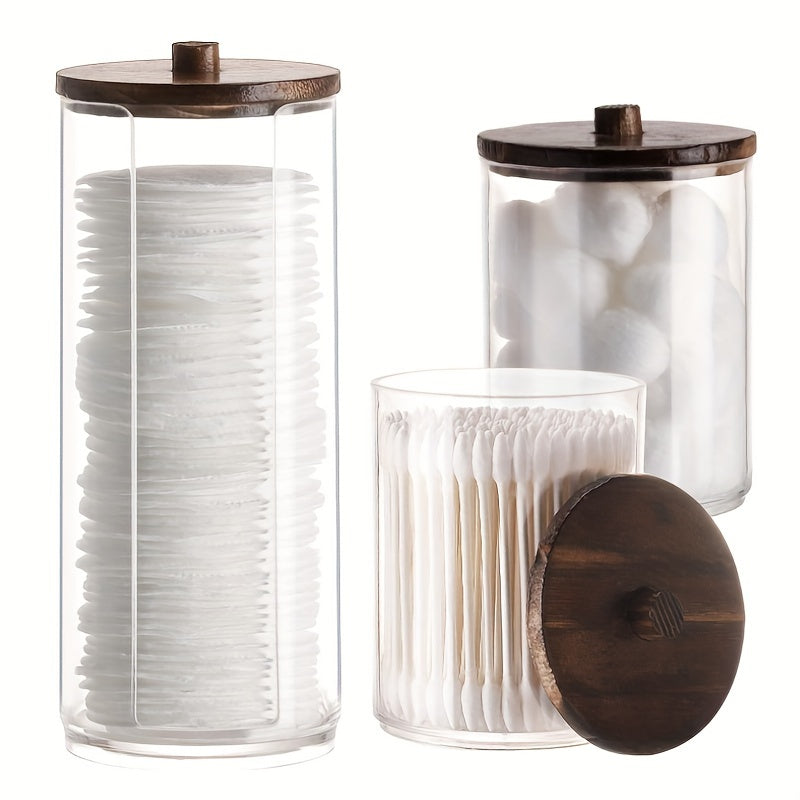 [Popular Choice] 2pcs/3pcs Swab Holder Set with Lids - Clear Organizer Canisters for Swabs, Pads &amp; Floss Storage in Bathroom, Dispenser, Ball, Storage Box for Home Organization, Canisters