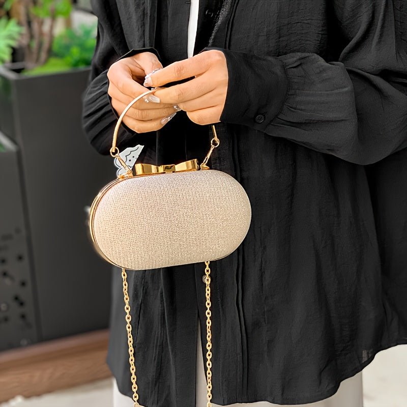 Sac à main élégant en sequins, style luxe discret, pochette de soirée avec chaîne, adapté toutes saisons, idéal banquet, rendez-vous et cadeau raffiné.