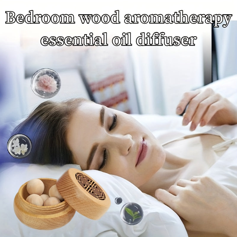 Diffuseur d’huiles essentielles en bois avec boîte à encens et boules, bouchon vissé rétro, parfum durable, décor maison et voiture.