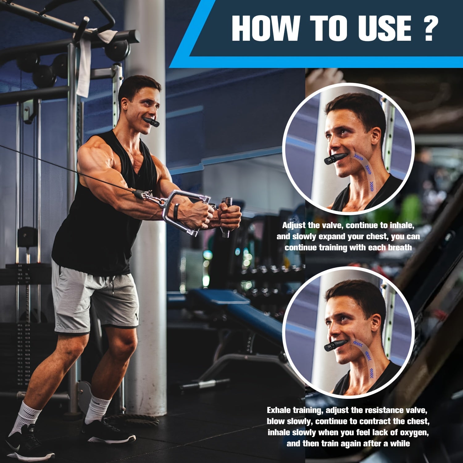 Entraîneur respiratoire ajustable avec niveaux de résistance, dispositif portable pour améliorer la capacité pulmonaire, idéal pour la santé des poumons, asthme et MPOC.