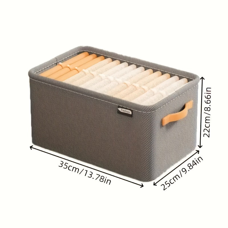 1pc Foldable Fabric Storage Basket with Handle - Beige, Classic Style, Perfect for Home, Office & Dorm Organization - Ideal for Clothes, Sundries & More, Shelf Baskets