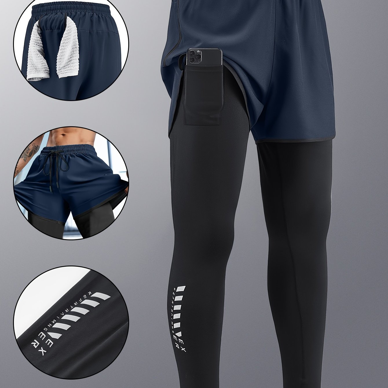 Pantalon de sport homme, séchage rapide, doublure intérieure, extensible avec poches, parfait pour course, basketball et entraînement.