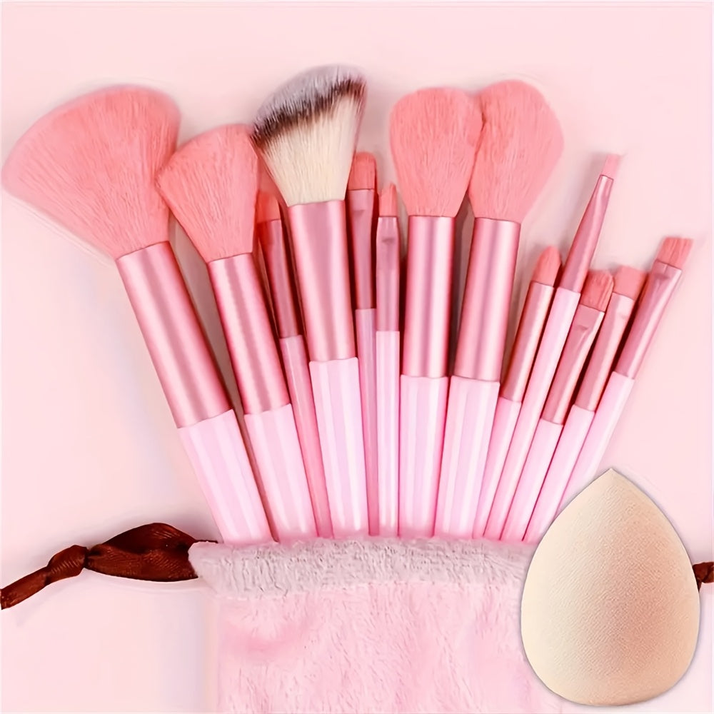 Set de 8 ou 13 pinceaux de maquillage à poils synthétiques doux, incluant fond de teint, fard à paupières, rouge à lèvres, idéal débutants et pros.