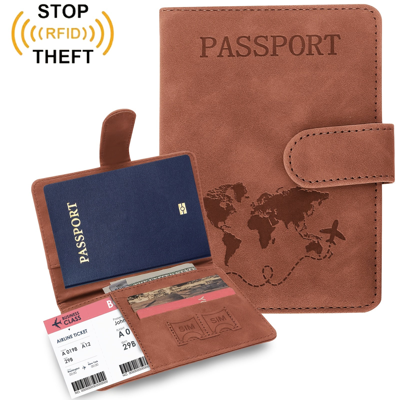 Porte-passeport élégant et pratique Protège vos documents de voyage, compact et facile à transporter, parfait pour déplacements et voyages internationaux.