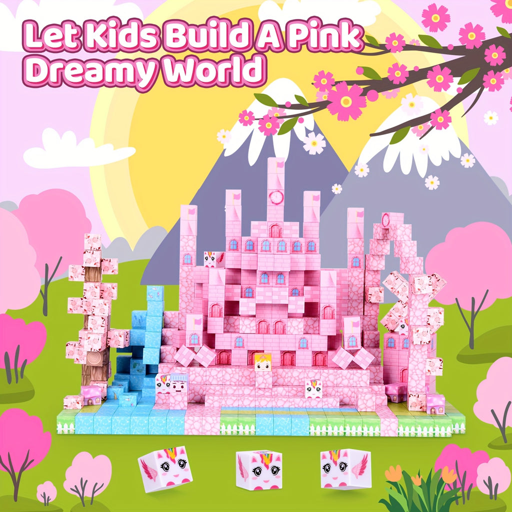 Blocs magnétiques pour enfants, 64-160 pcs, jouet éducatif STEM, construction DIY, idéal pour anniversaire, Pâques ou Noël.