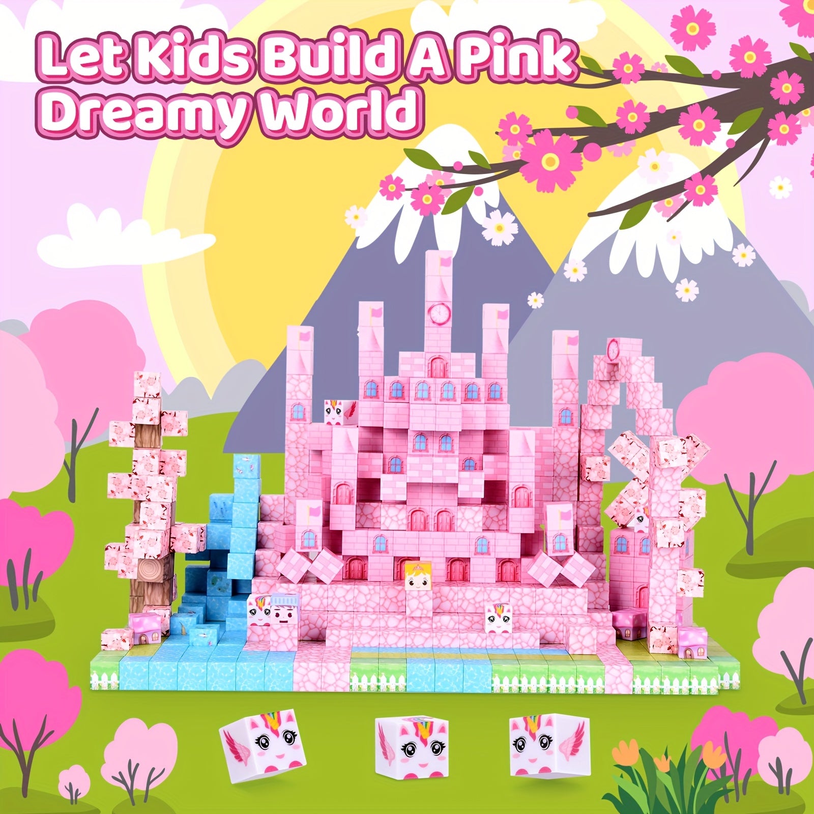 Blocs magnétiques pour enfants, 64-160 pcs, jouet éducatif STEM, construction DIY, idéal pour anniversaire, Pâques ou Noël.