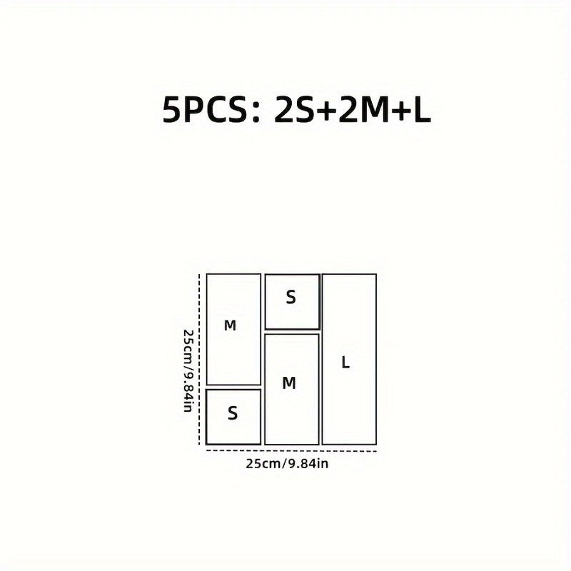 5-/6-/7-/10-/12pcs Transparent Striped Acrylic Desktop Box Drawer Organizer Set, Lipstick Cosmetic Storage Case for Various Scenarios and Home Organization, Desk &amp; Drawer Organizer for Home Storage, Desk Drawer, Desk Organiza