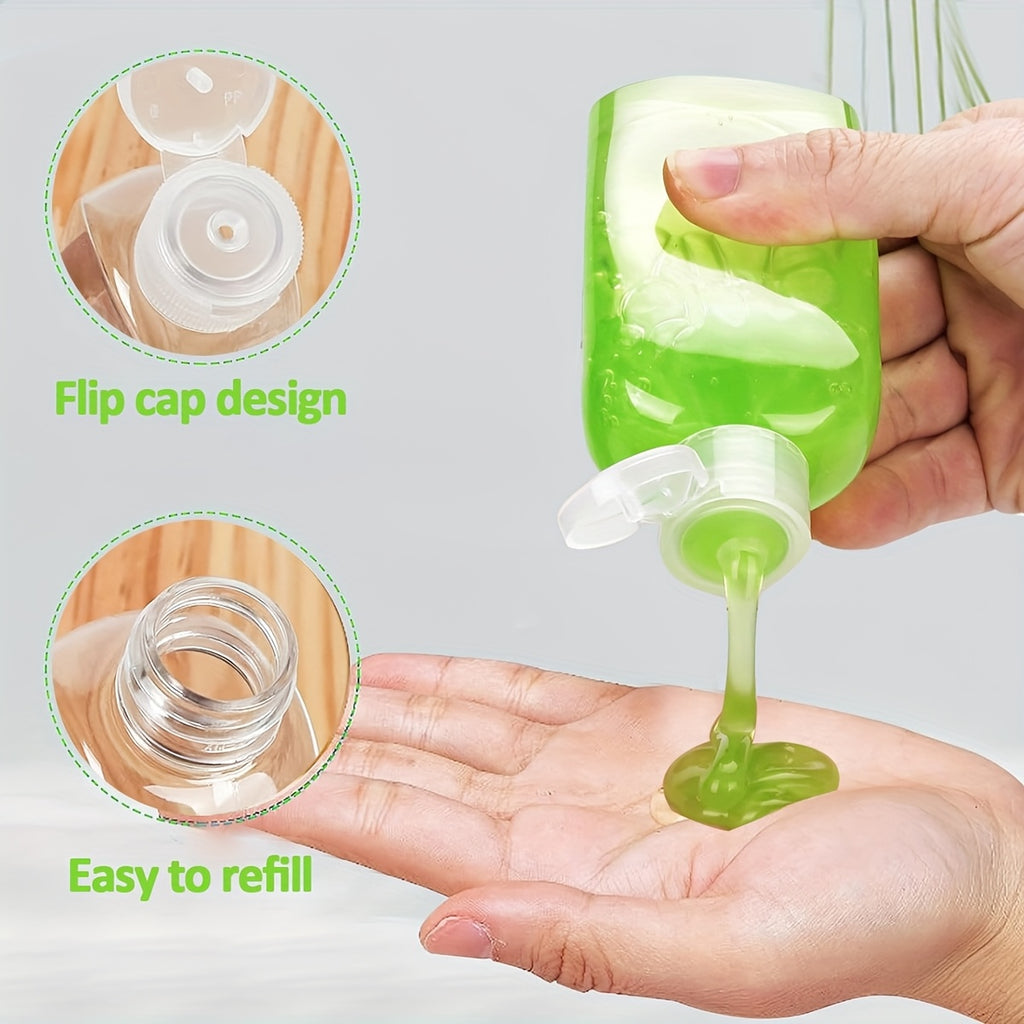 Lot de 6 flacons de voyage 100 ml, étanches, conformes TSA, rechargeables, faciles à presser et nettoyer pour lotions et soins.