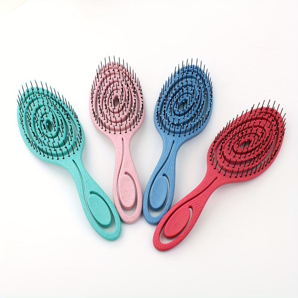 Peigne coiffure oval ajouré, démêlage facile pour cheveux secs ou mouillés, design ergonomique et pratique.