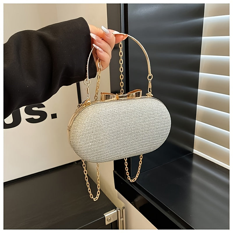 Sac à main élégant en sequins, style luxe discret, pochette de soirée avec chaîne, adapté toutes saisons, idéal banquet, rendez-vous et cadeau raffiné.