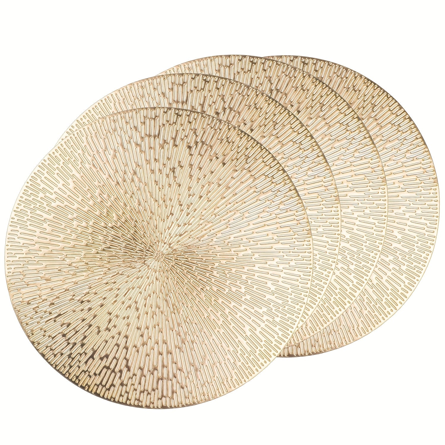 Lot 4/6 sets de sets de table ronds en vinyle, doré/argenté/rose, diamètre 38,1 cm, lavables et faciles à nettoyer, décoration table et fêtes.