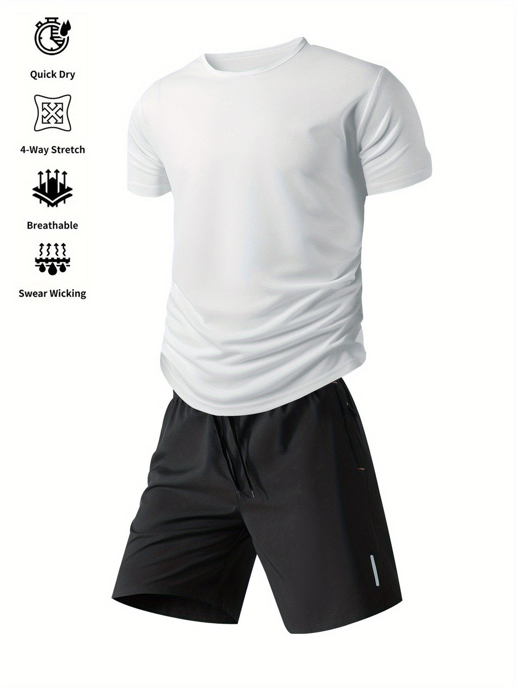 Ensemble sportif homme été, deux pièces, léger et respirant, parfait pour fitness, course, entraînement et loisirs actifs.