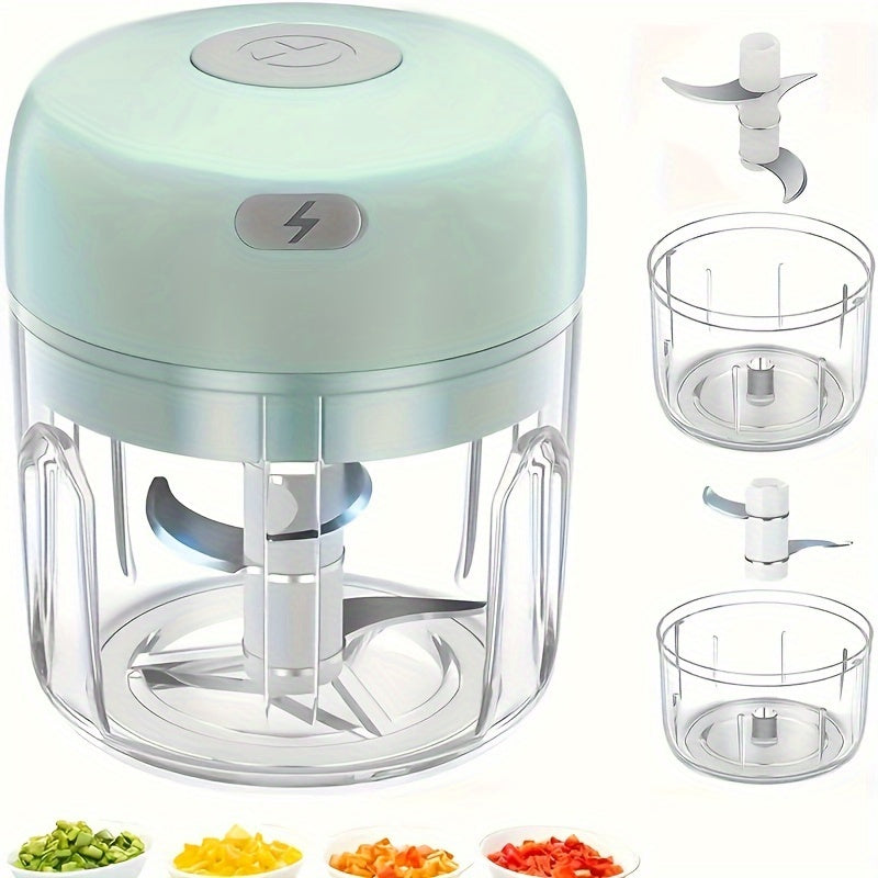 8.45oz Mini Rechargeable Garlic Chopper Meat Grinder, Durable And Sturdy, Ideal For Crushing Garlic, Peppers, Onions, Minced Meat, Nuts And More!