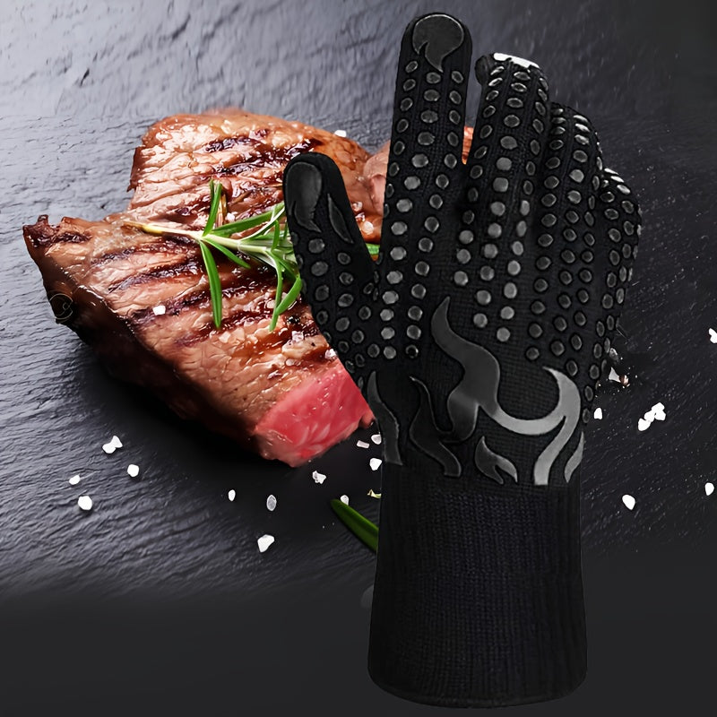 Gants de cuisine résistants à la chaleur : isolation four, protection anti-coupure, silicone antidérapant pour BBQ et cuisson. Vendu à l’unité.